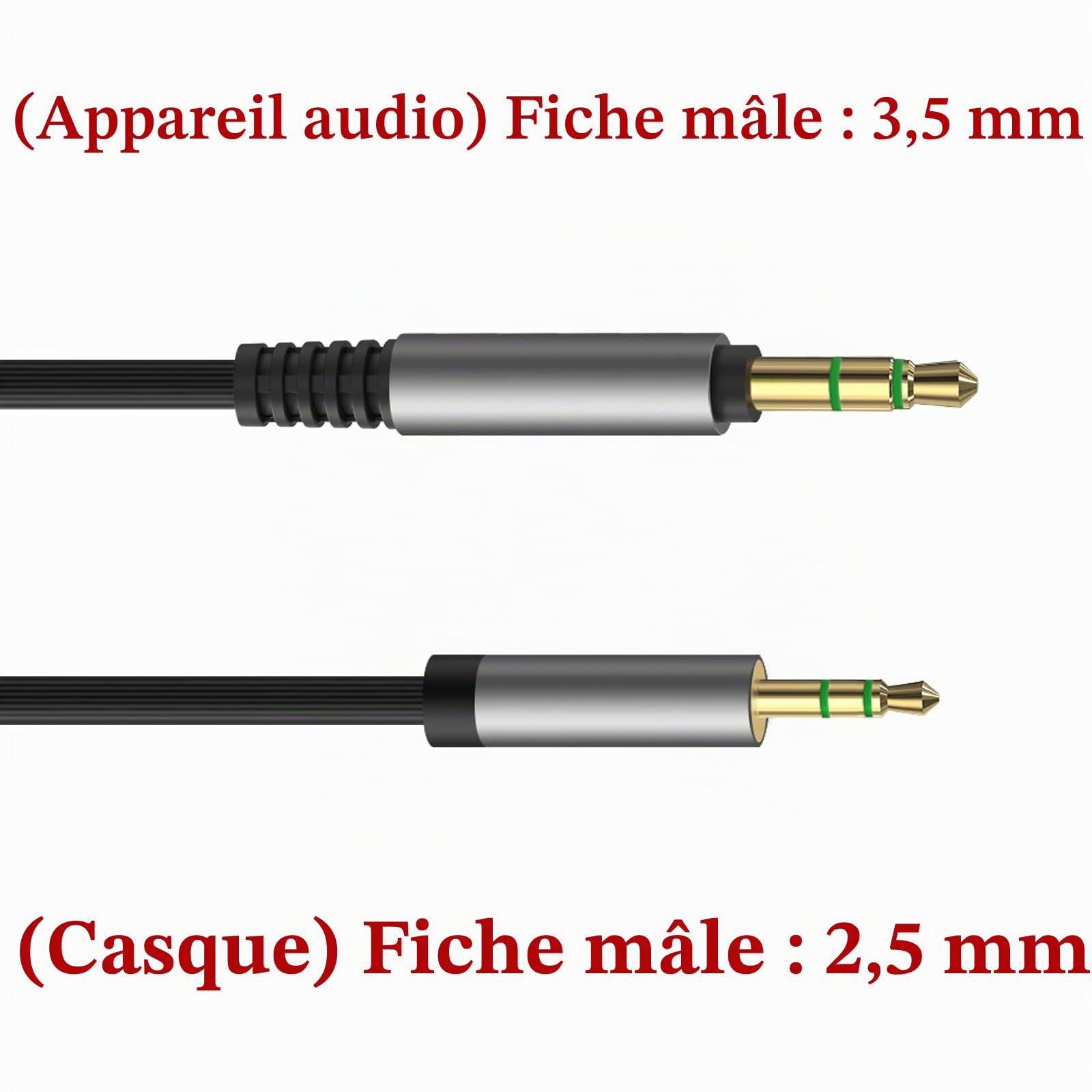 GEEKRIA Câble audio compatible avec JBL 770NC/760NC, Live 660NC/500BT, casques Synchros S700/S500/E50BT, de 2,5 mm à 3,5 mm, cordon stéréo de rechange (4 ft/1,2 m)