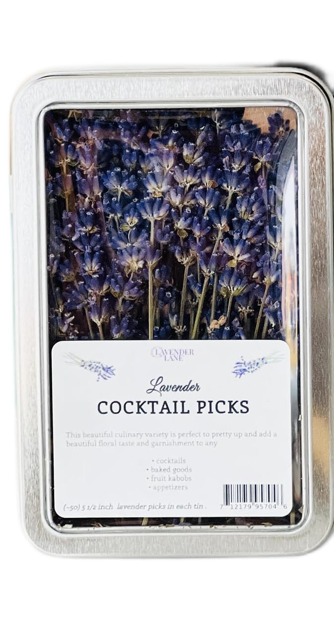 Organic Lavender Cocktail Picks - 50 Aromatic & Colorful Sprigs, For Cocktails, Garnishment, Lemonade, Mocktails, Dessert, Simple Syrup (Purple)