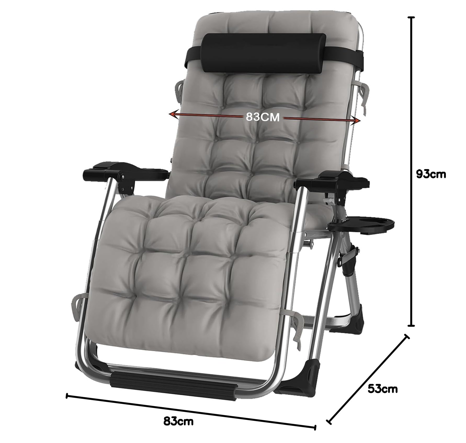 Liegestuhl Klappbar Sonnenliege mit Abdeckung, Gartenliege Relaxliege für Mittagspause Belastbar 240kg Verstellbar RüCkenlehne Gartenstuhl Ergonomisch und Atmungsaktiv (Silbrig)