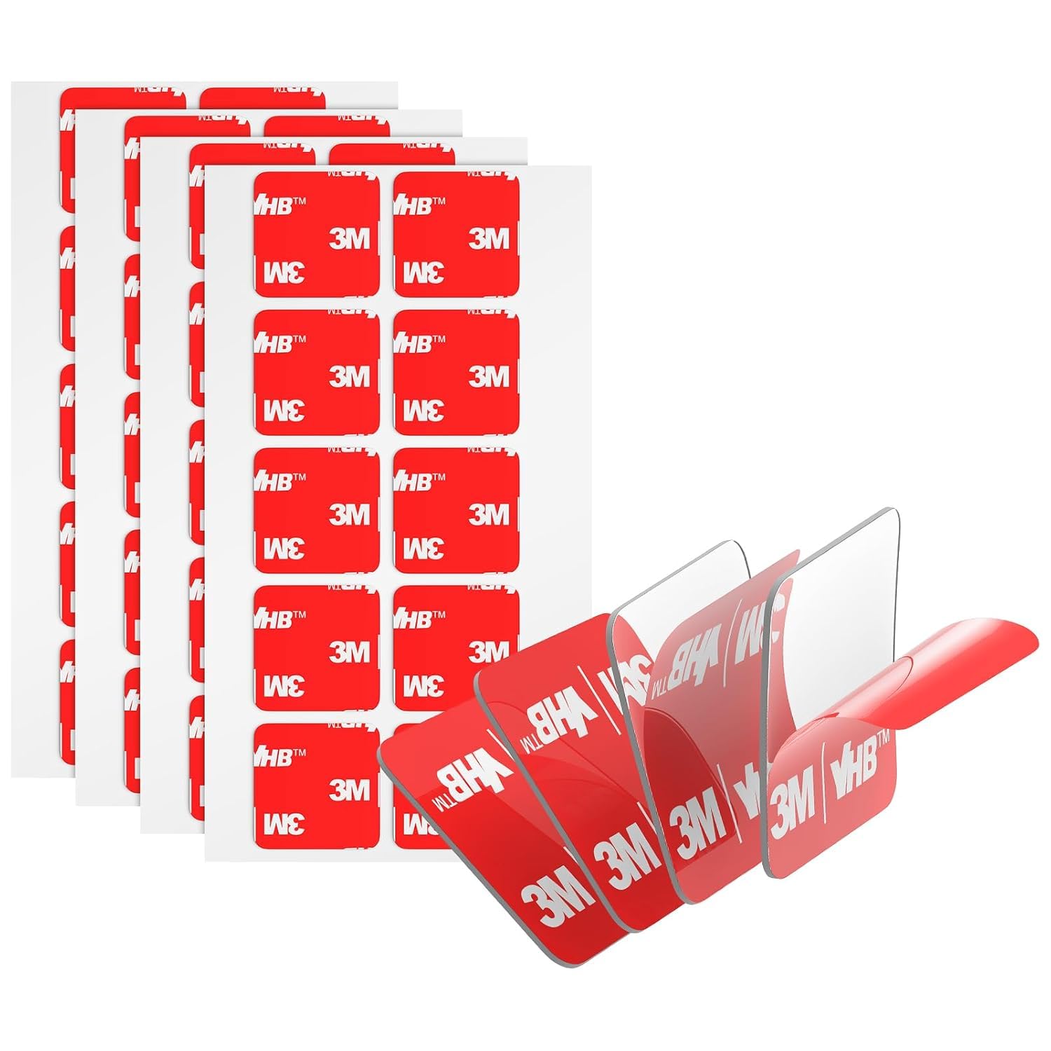 Bulina Double Sided Adhesive Pads Heavy Duty VHB 1" x 1" 20 PCS Square Clear 4905 Sticky Mounting Foam Tape Strong Adhesive Waterproof for Home Office