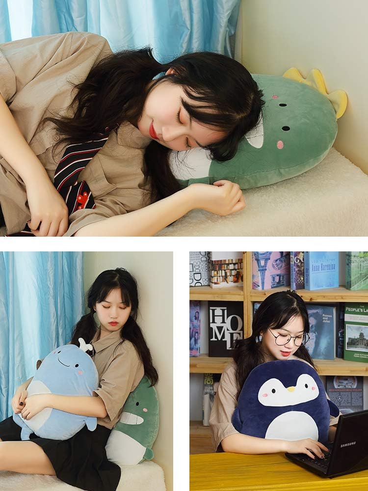 Soft Flat Dinosaur Plush Hugging Pillow Cute Green Dinosaur Stuffed Animal Dino Plushies Toys Kids Dino Anime Cushion for Birthday, Valentine's Day, Christmas...16.5 Inch