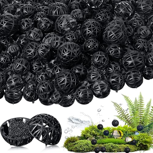 FLZONHUT Bio Boules Bio Balls,100 Pièces 16 mm Filtration D'aquarium Boules Bio avec Coton Bio Filtres Biologiques Bio Boules Bio-Balls Boules de Filtration pour Bassin,Aquarium,Cascade et Fontaine