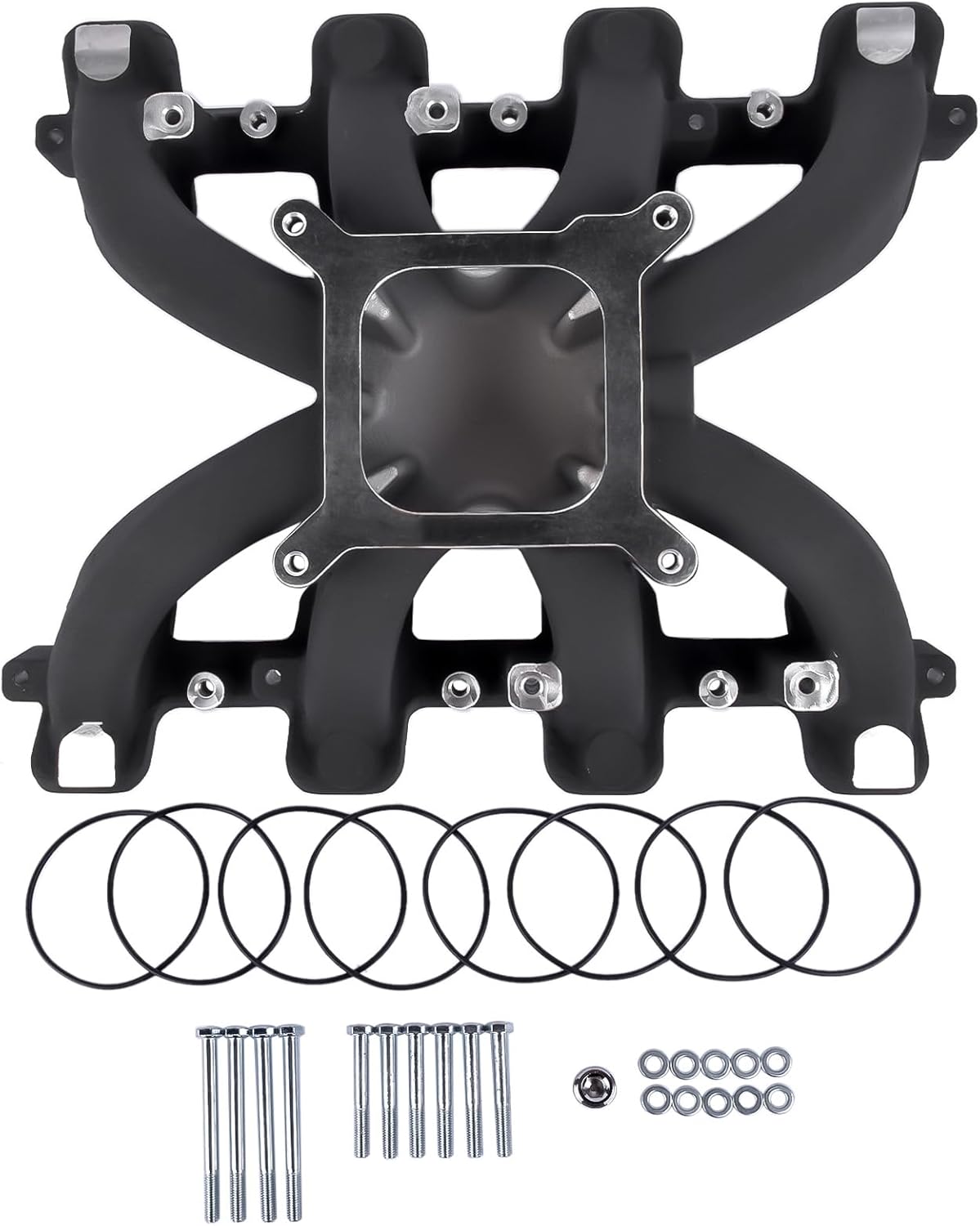 Single Plane Carb Intake Manifold Black Replacement for LS1 LS2 LS6 V8 5.7L 350 2500-7000 300-132