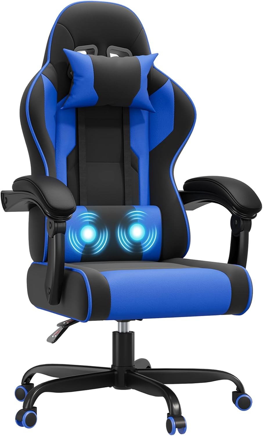 JETSTREAM Poltrona Gaming Ergonomica Con Poggiapiedi, Poggiatesta, Massaggio E Sollevamento Pneumatico, 150 Kg, Blu - Sedia gaming