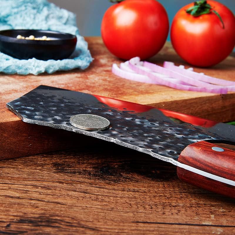 Meat Cleaver,Cleaver Knife Handmade Forged Cleaver Knife Labor-saving Kitchen Slicing Knife 400 Stainless Steel Gyuto Knives Cutting Meat Pork Stalls Tool