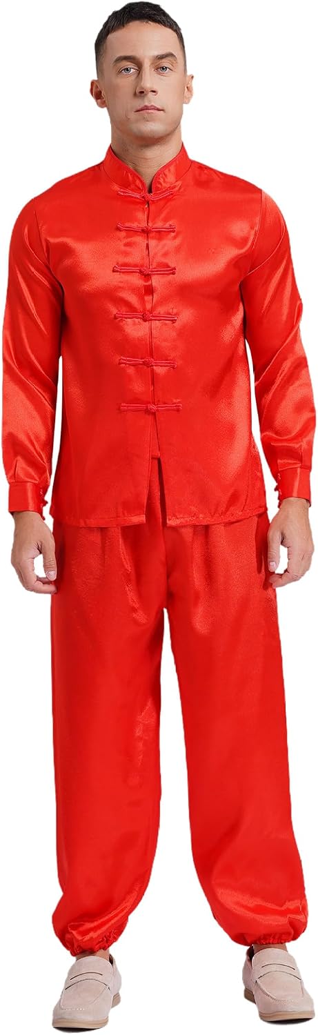 Mens Traditional Tai Chi Uniform Lightweight Stretchy Wushu Suit Chinese Kung Fu Costumes