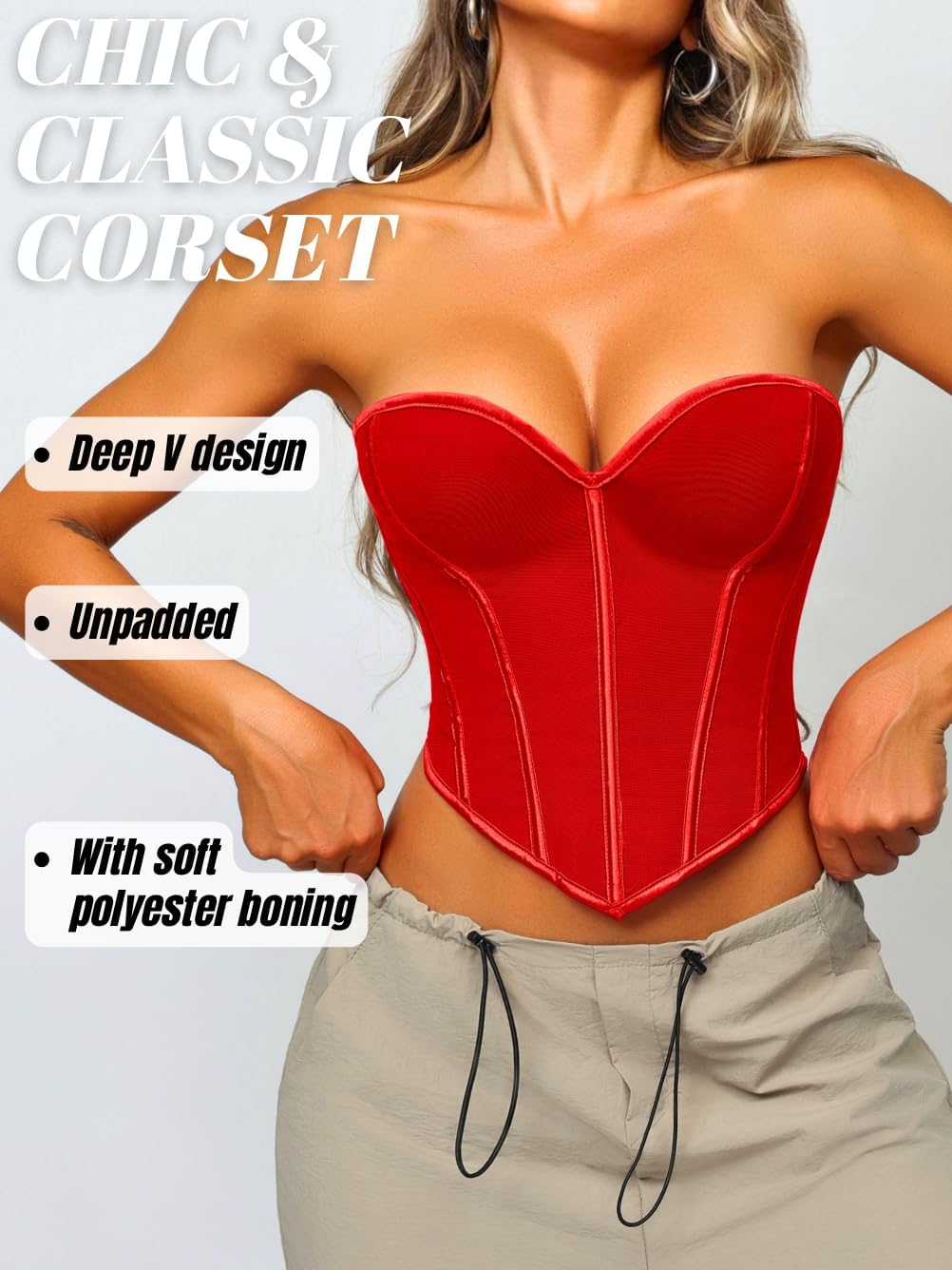 Heart Corset Top For Women, Sexy Concert Outfits Going Out, Strapless Crop Top, Overbust Bustier - Image 2