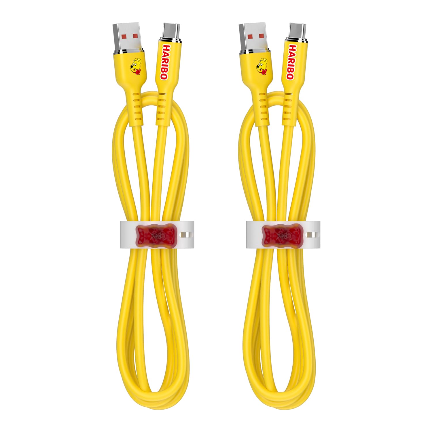 Haribo - Cable USB C a USB A (2 unidades, 5 pies), carga rápida, USB 2.0 Gummy Bear Style Cables de carga para iPhone, Samsung Galaxy