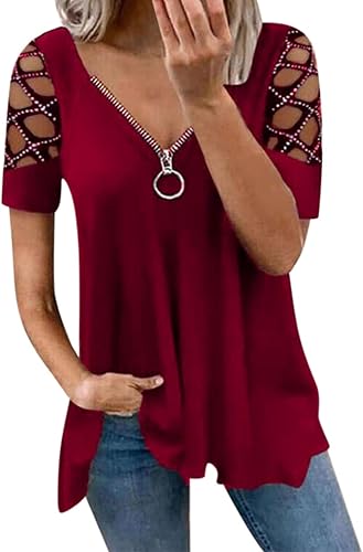 Camisetas de manga corta para mujer, talla grande, sexy, con estampado de leopardo, con hombros descubiertos, sexy, casual, floral, cuello en V,