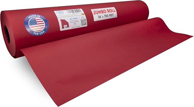 Jumbo Roll Red Kraft Paper 36" x 8400" 700 feet - USA-Made Craft Paper Roll 45 lb Thickness - Art Paper Roll for Gift Wrapping, Moving and Packing - Packing Paper by IDL Packaging