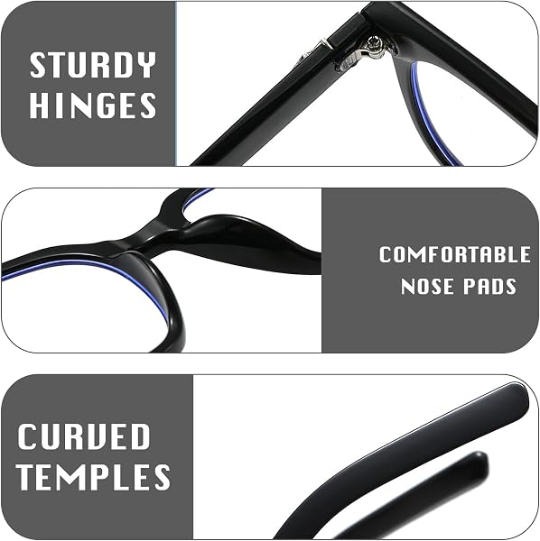 FOSDICK 3 Pack Occhiali Luce Blu, Eleganti Rettangolari Anti Luce Blu Occhiali da Lettura Uomo Donna, Blue Light Glasses Fotocromatici Protezione UV Anti Riflesso/Affaticamento per PC TV Cellulare - 2