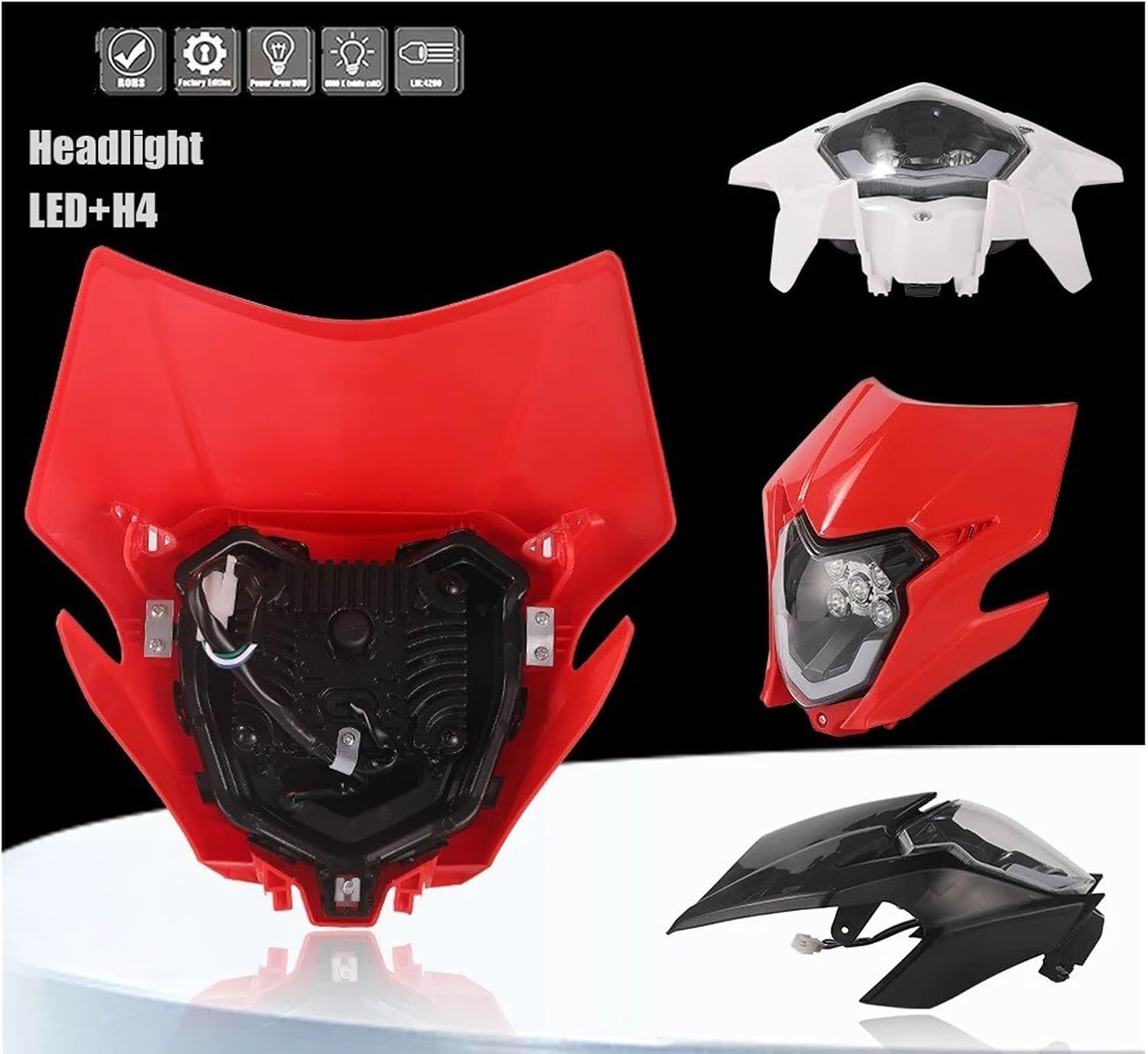 Front Headlight For CRF 150L 150R 150F 230L 250L 250X 250M 300 450L 450X 450RL Motorcycle Headlight Headlamp Head Light Motorcycle Headlights(White A)