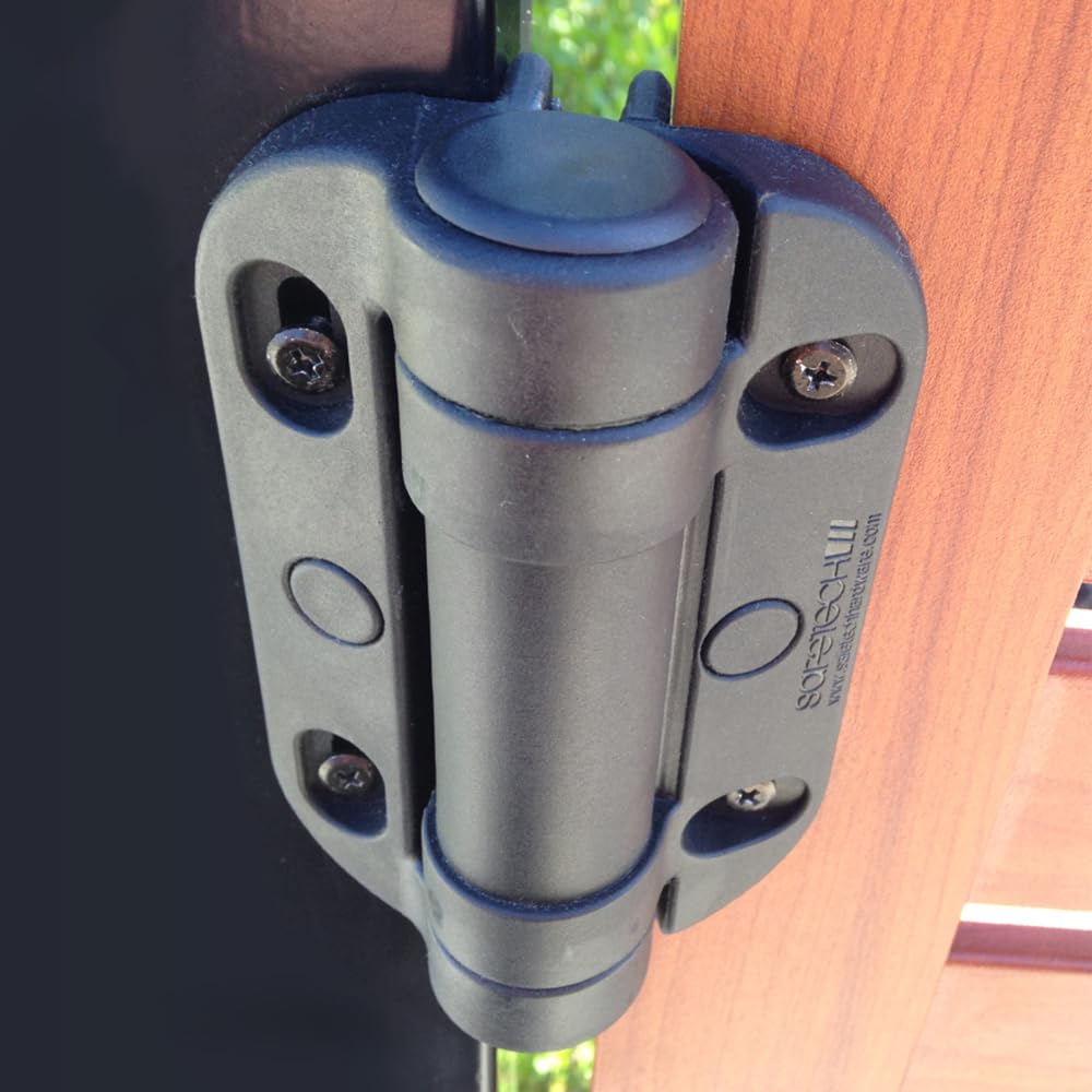 Safetech Hardware Cerniere per cancelli a chiusura automatica, resistenti cerniere regolabili in tensione per esterni, cerniera a molla per metallo, legno, alluminio, PVC, vinile, cancelli fino a 80