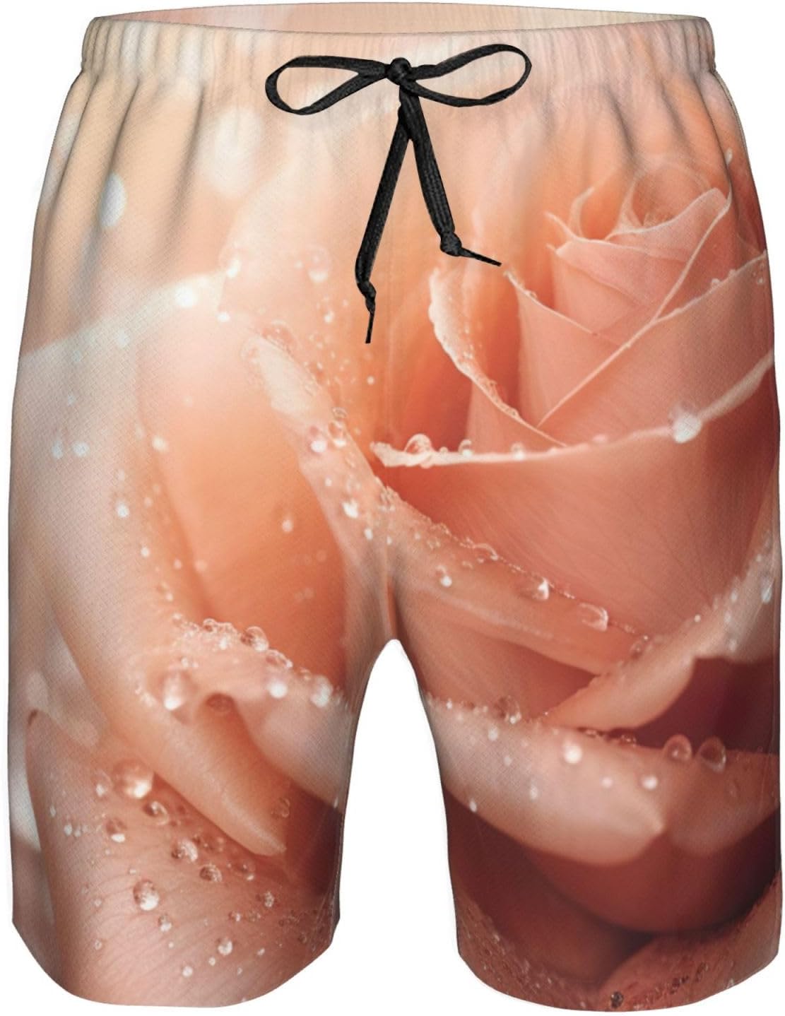 Mens Rose Gold Glitter Print Beach Shorts,Casual Summer Shorts for Men,Quick Dry Polyester