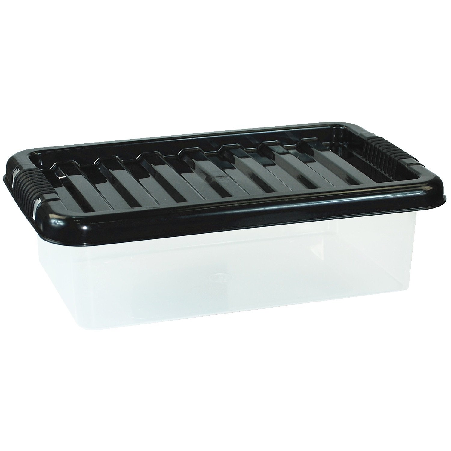 CrazyGadget® Small Medium Large Big Plastic Storage Clear Box with Lid Strong Stackable Container Made In U.K. - Set of 5 (6L)