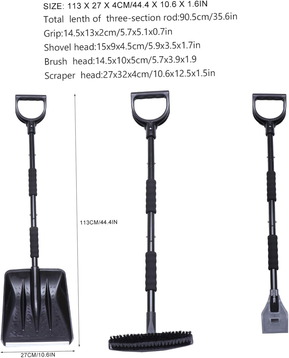 Hemoton Multi-Function Auto Car Snow Shovel Brush Set Extendable Ice Scraper Car Remover