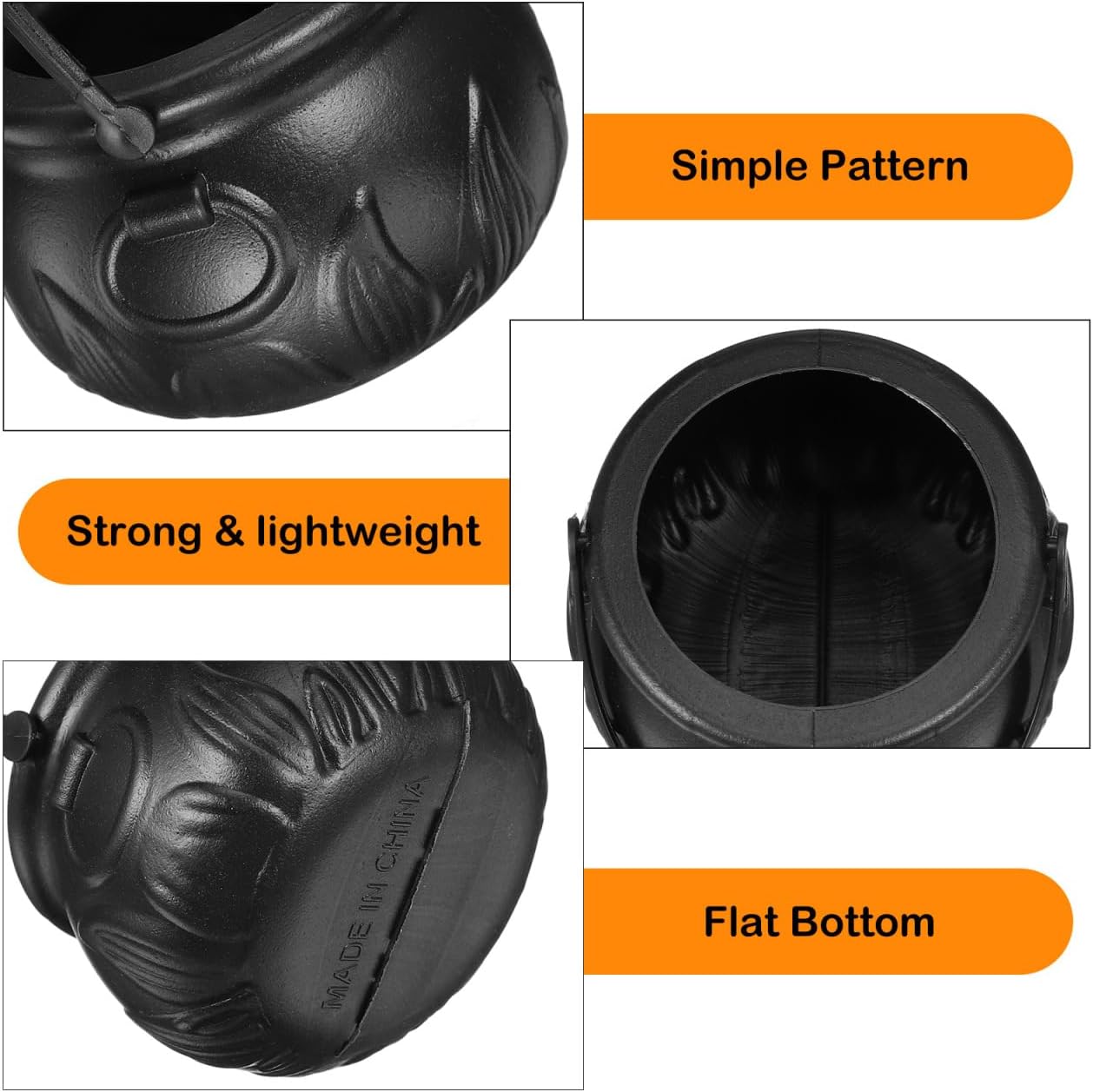 ULTECHNOVO Halloween Witch Bucket Prop Small 2.76 Inch Pumpkin Candy Holder Lightweight Plastic Cauldron for Party Bar Decoration Trick or Treat