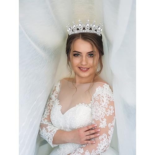 Miniatura 2 de COCIDE Corona plateada para mujer, tiara de boda de cristal y coronas para niñas, diadema de diamantes de imitación, accesorios para el cabello de