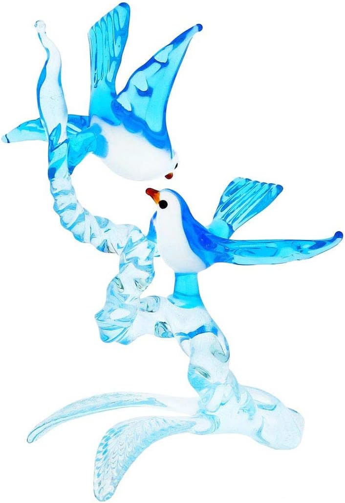 GlassOfVenice Murano Glass Birds on a Branch - Blue