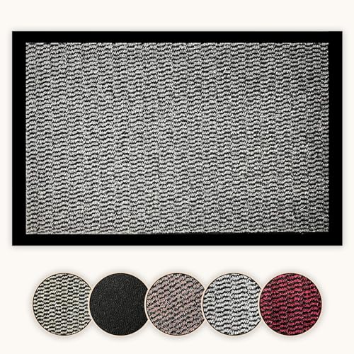 Bear & Panda - Dirt Trapper Door Mat - Indoor/Outdoor non-slip Washable Barrier Door Mat, Heavy Duty Entrance Rug Shoes Scraper, Super Absorbent Front Doormat Carpet (Grey, 40 x 60 cm)