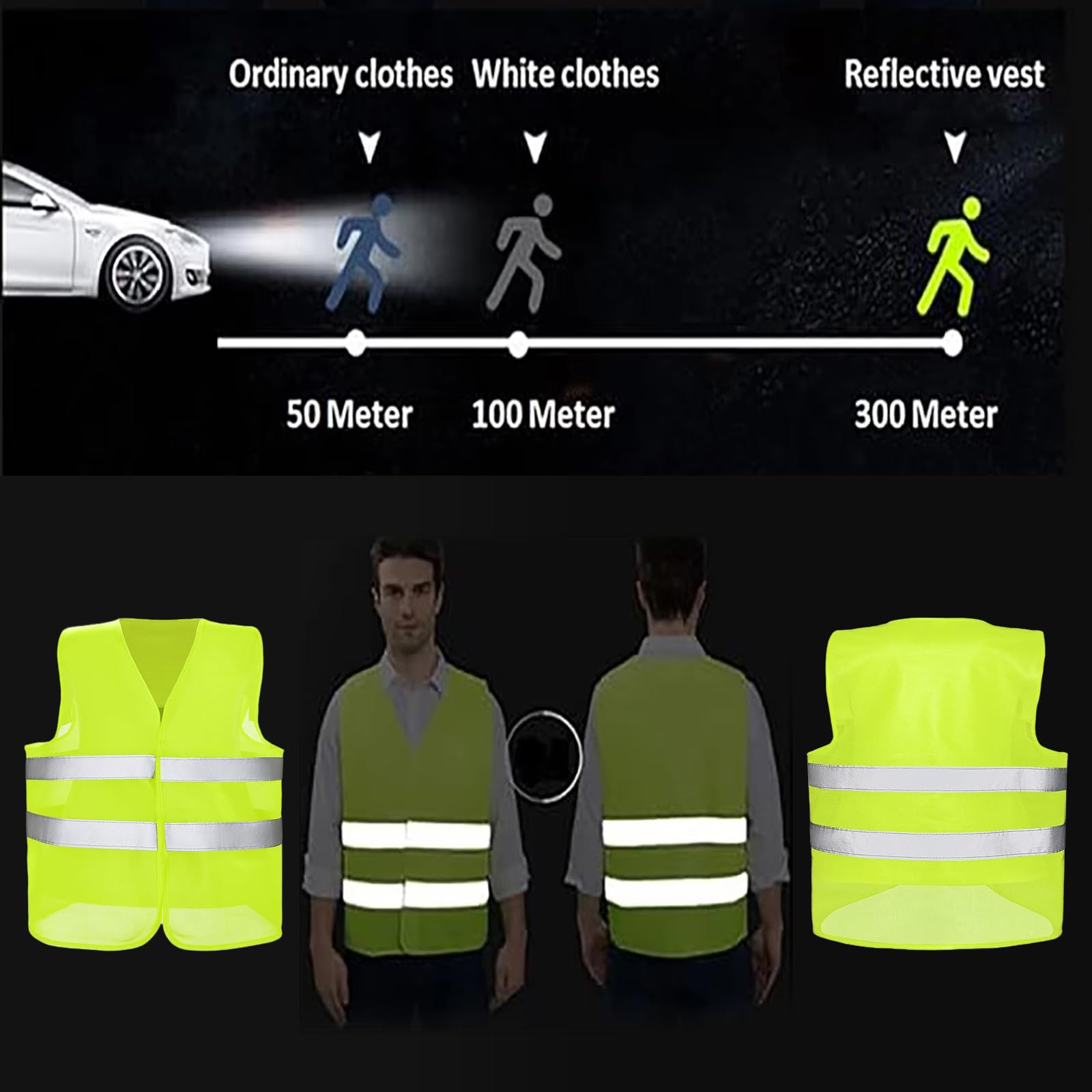 10PCS High Visibility Safety Vests, Hi Vis Safety Vests with 2 Reflective Stripes, High Visibility Reflective Safety Security Vest, for Traffic Work, Surveyor and Motor Bicycle Drivers - Image 2