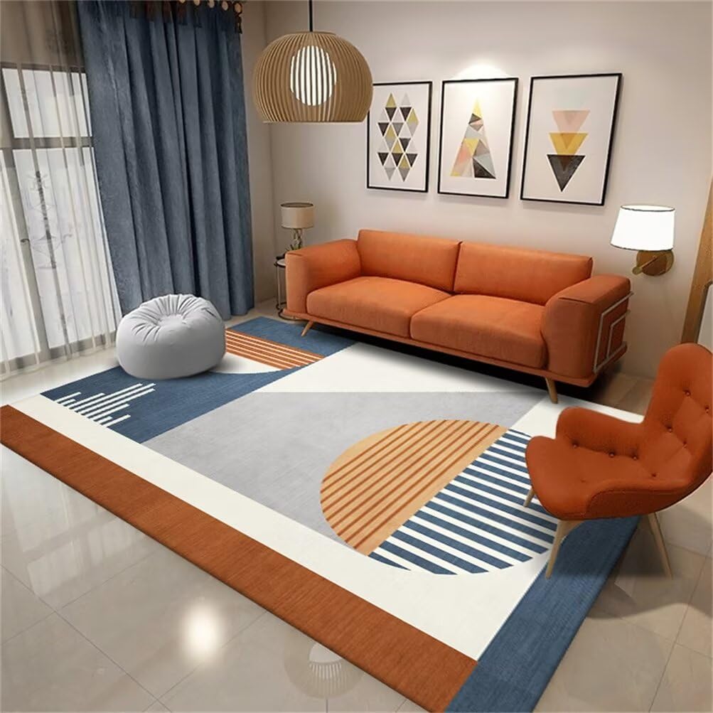 Tapis couloir lavable 120x200cm au motif damier géométrique