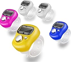 Finger Ring Counter - Pack of 5, 5-Digit Hand Clicker Finger Counter, Multicolor with Clear Numbers, Digital Counting Device for Prayer, Mantra, Jap Mala, Cricket Umpire (Multicolor) (5)