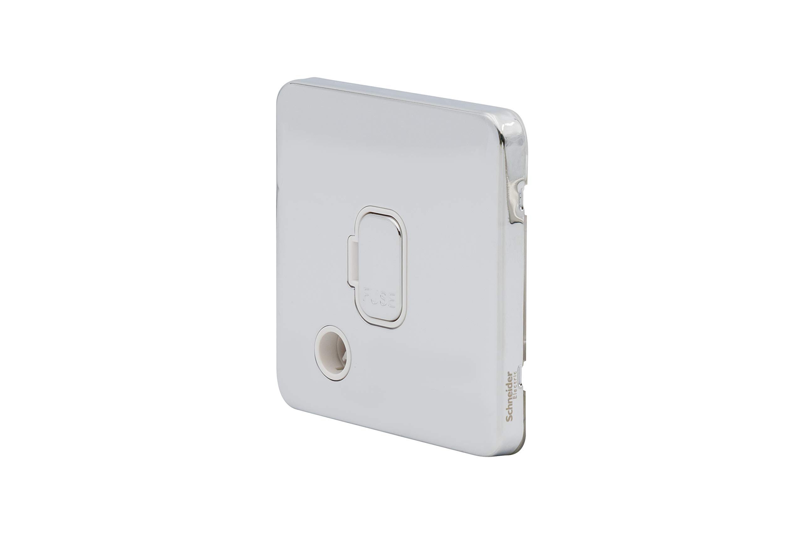 Schneider Electric Lisse Steckdose – Schraubenlos, Satiniertes Messing Mit Schwarzem Einsatz, Einzeln Gesichert Mit Flexausgang – 13 A