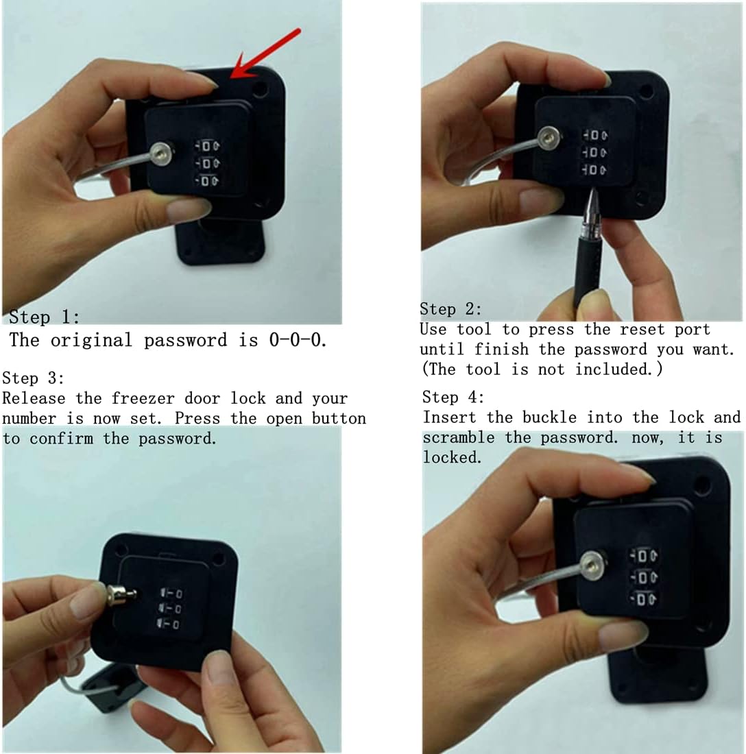 Refrigerator Combination Locks - Safety Fridge Locks for Kids Mini Washer, Cabinet, Drawer,Window, Door Lock (Black White)