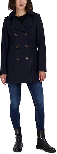 Vista 6 de Nautica Abrigo de invierno con doble botonadura de mezcla de lana para mujer