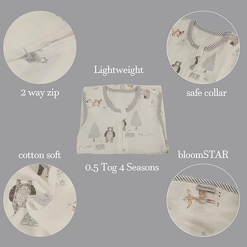 Miniatura 5 de Saco de dormir de muselina para niños pequeños 3T a 5T Manta ligera y transpirable para niños Saco de dormir de verano de algodón 0.3 a 0.5 TOG