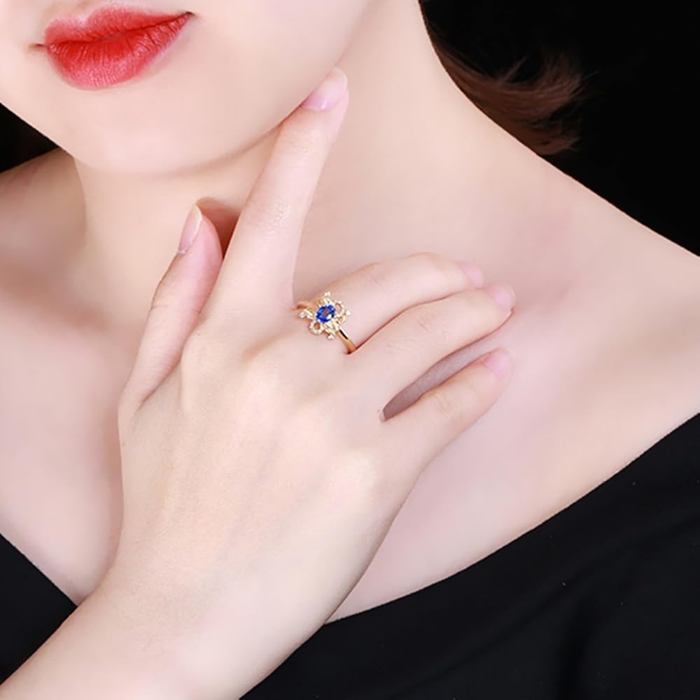 Bague Fiançailles Saphir Bleu Ovale 3,25 Ct Diamant Or Blanc 14K - Personnalisable