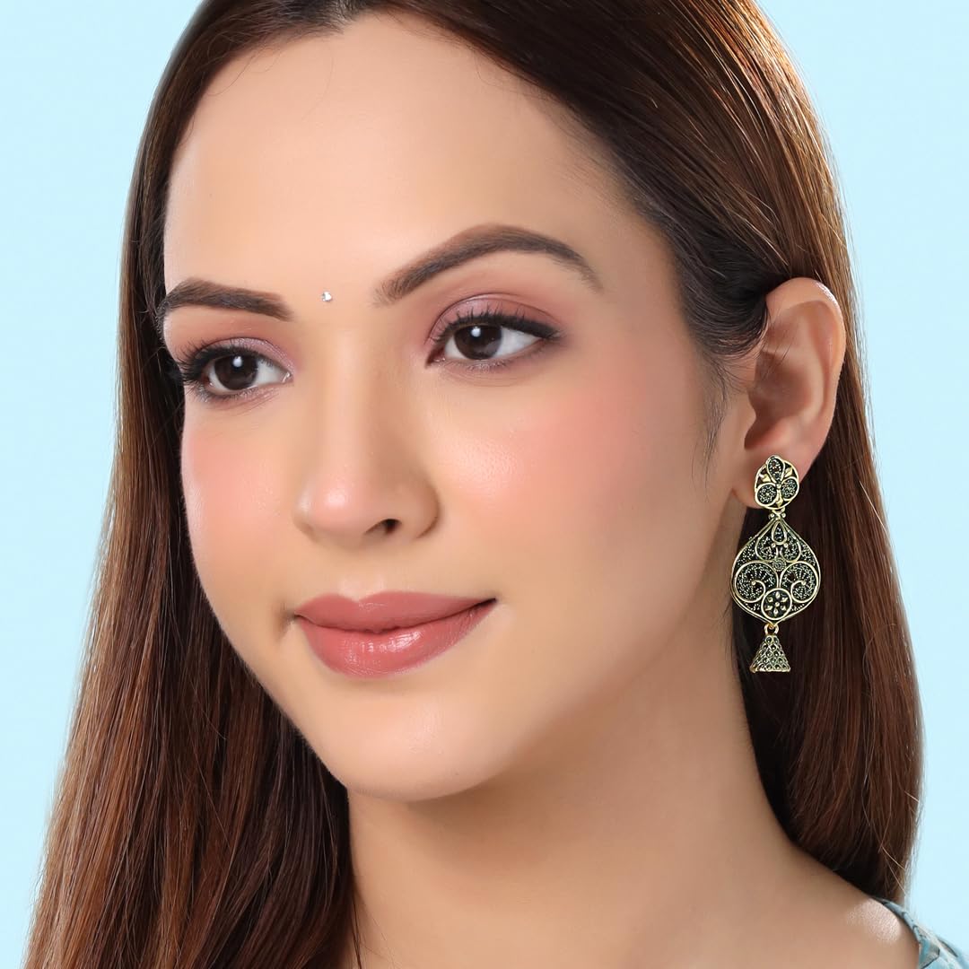 Traditional Dangle Drop Oxidised Earrings Combo - Set of 3 Pairs