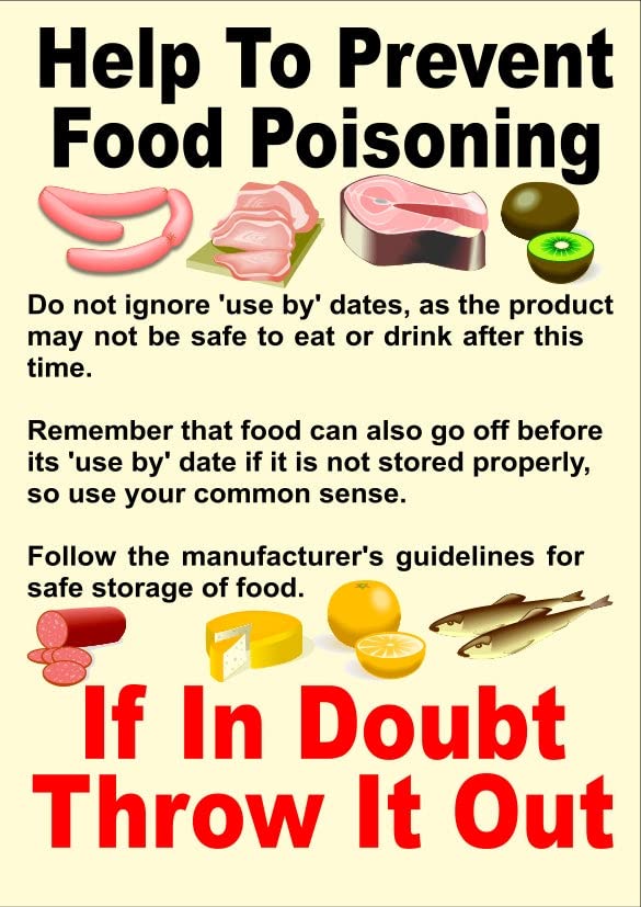 Help to Prevent Food Poisoning if in Doubt Throw it Out Sign Foam
