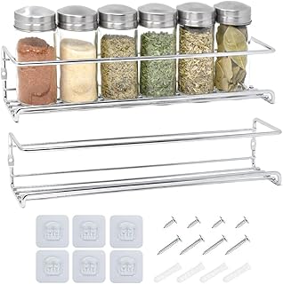 joeji's Kitchen Spice Rack, Wall Shelf, Metal, 2 Pieces, Kitchen Shelf - Spice Holder, Kitchen, Wall Shelf for Kitchen