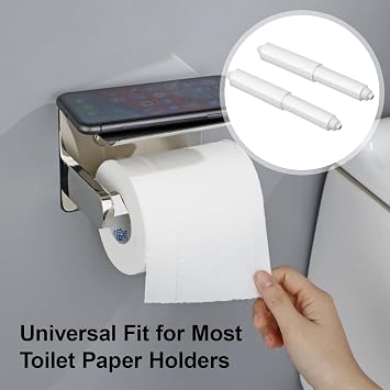 2 Pcs Plastic Toilet Tissue Roll Holder,Toilet Paper Holder Rollers, Toilet Roll Holder Insert,Plastic Toilet Tissue Roll Holder Insert Spring Loaded Bathroom Replacement Roller - Easy installation