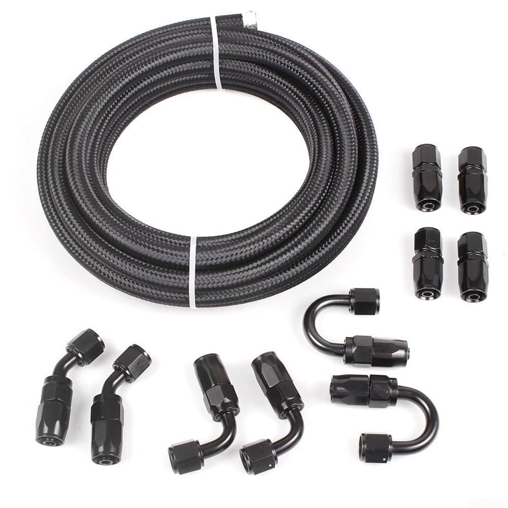 Kit de manguera AN6 de 6 m de longitud con 10 accesorios para refrigerante de aceite y uso del sistema de combustible en configuraciones industriales y de rendimiento