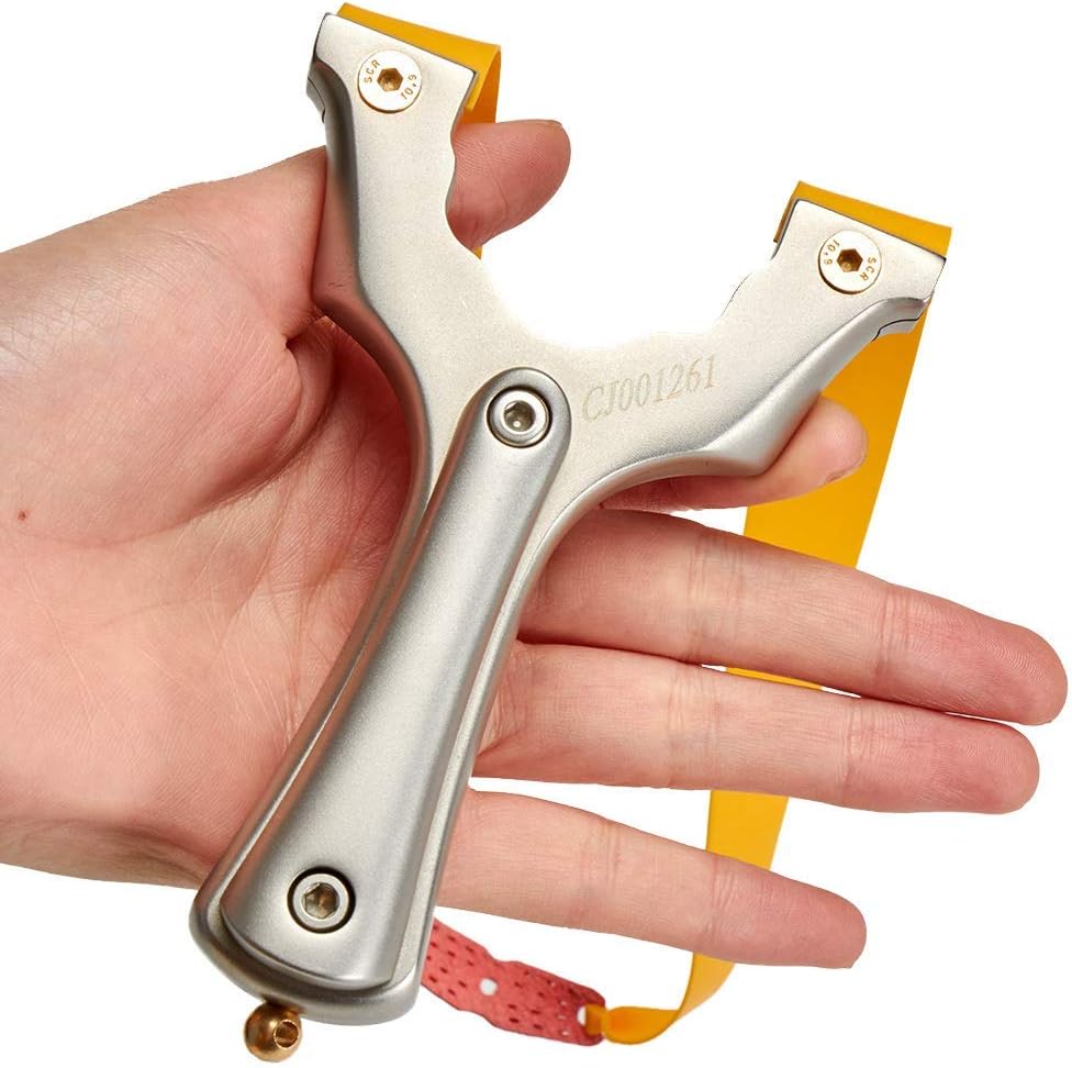 Huntingdoor Hunting Slingshot Stainless Steel Slingshots for Shooting Outdoor Games Exquisite Professional Catapult with 2 Flat Rubber Bands : Sports & Outdoors
