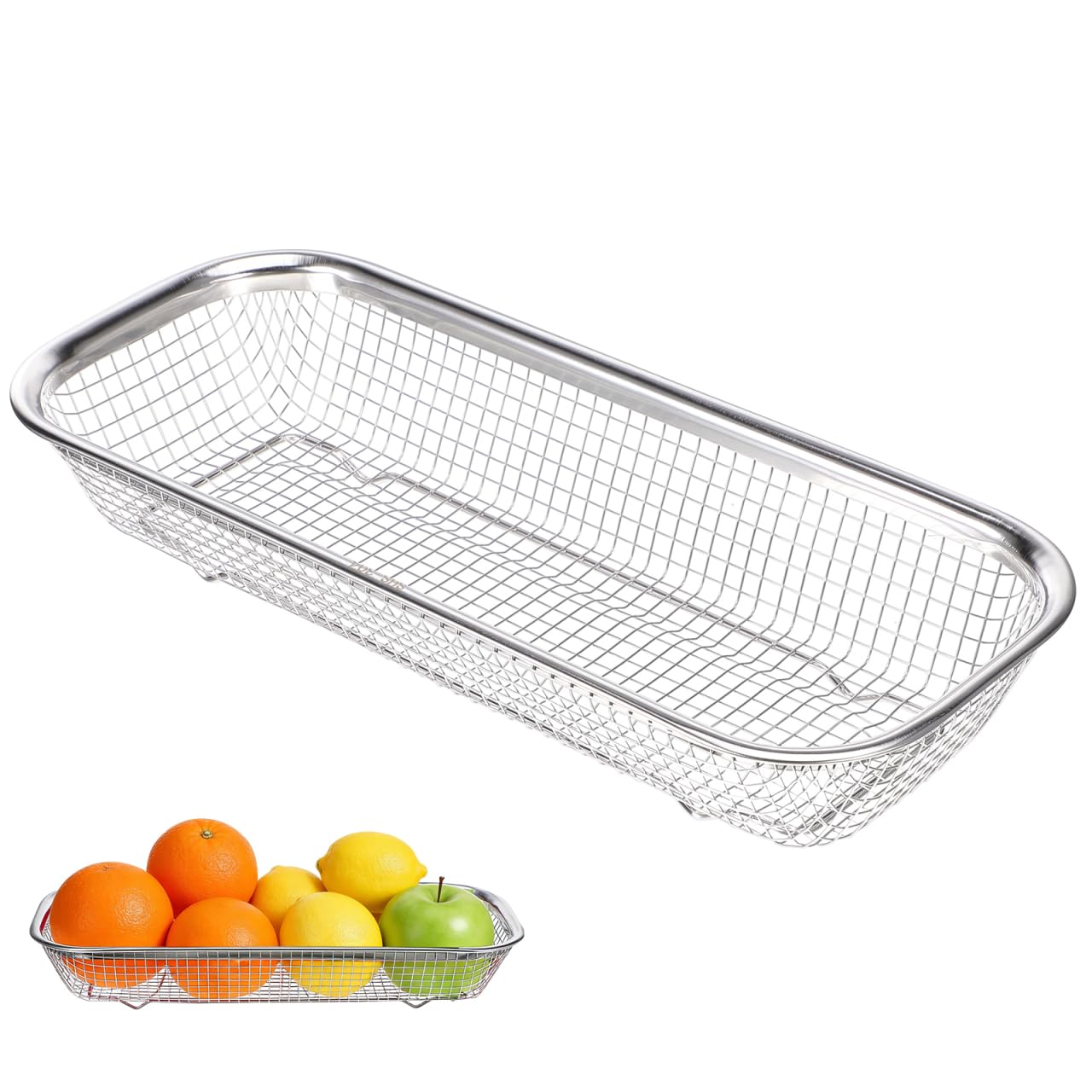 HEMOTON Abtropfkorb Aus Edelstahl – 30x22x6 Cm, Rechteckig, Für Obst, Gemüse & Nudeln