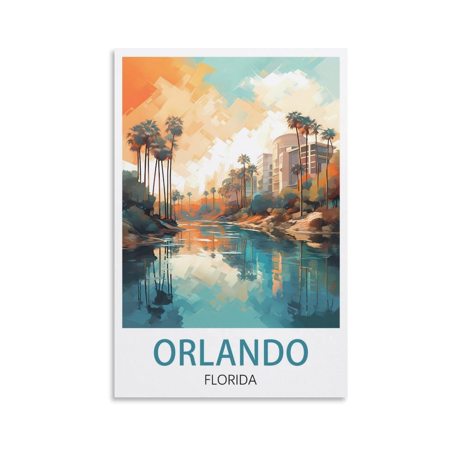 Orbana Unframe-Style Orlando Florida Vintage Travel Poster 08X12inch(20X30cm) Canvas Print For Living Room, Bedroom, Dorm, Home, Office Wall Decoration