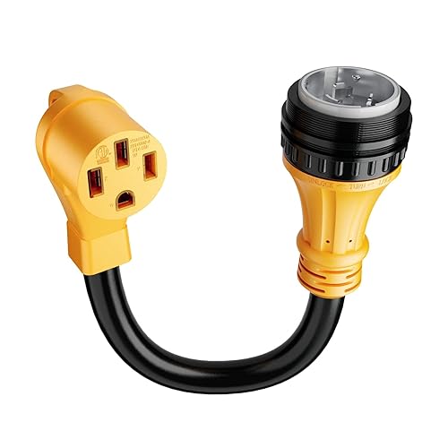 Miniatura 9 de NEMA SS2-50P a 14-50R 50 Amp Marine Shore Power to Tesla EV RV Cable adaptador de corriente, bloqueo giratorio SS2-50PCS6365 a 4 clavijas 50A RV