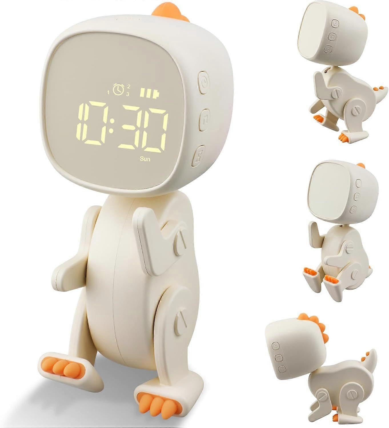 (Weiß) Kinderwecker für Mädchen und Jungen, Digitaler Lichtwecker für Kinder mit 3 Weckgruppen, Nachtlicht, Schlummerfunktion, Einstellbar Sou