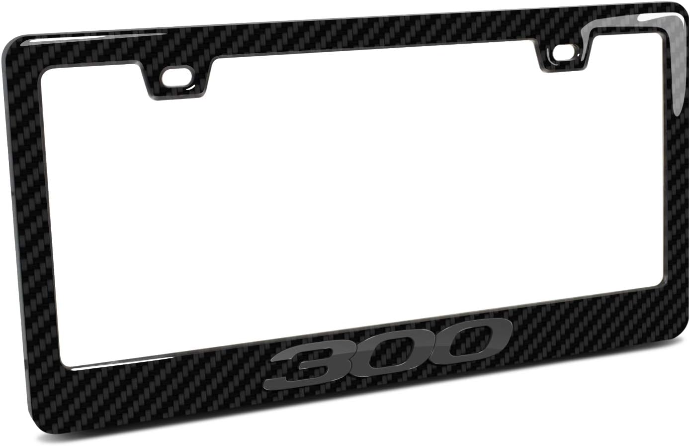 iPick Image for Chrysler 300 3D in Dark Gray on Real Carbon Fiber ABS Plastic License Plate Frame