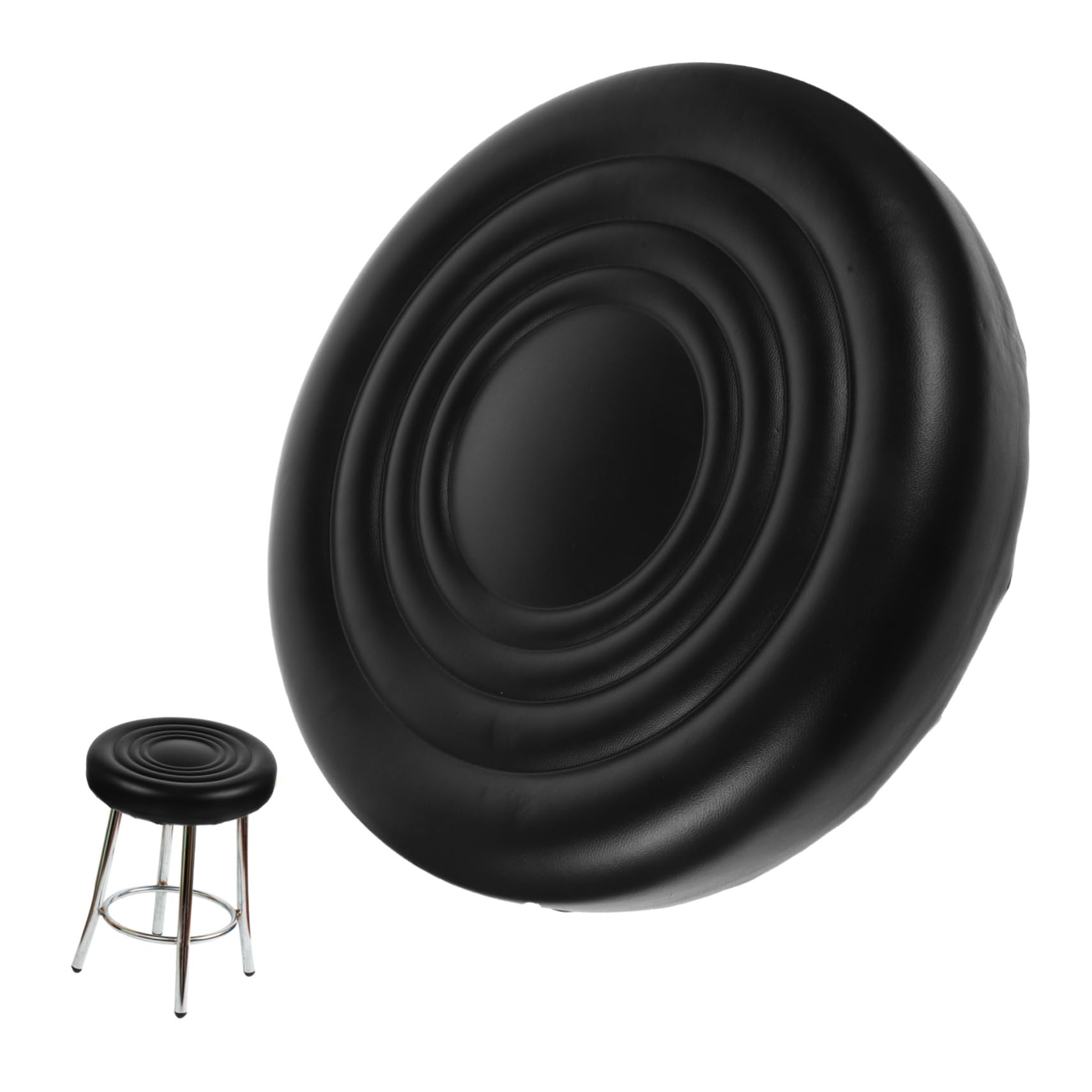Coussin de siège pour tabouret rond noir galette de rechange en éponge et PU