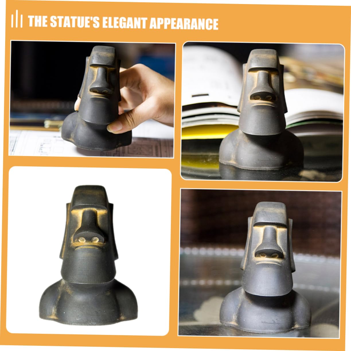 Cabilock Statua Moai Miniatura in Resina Decorazione da e Giardino Scultura Isola in Ornamentazione Versatile per Ufficio e Spazi Interni ed Esterni