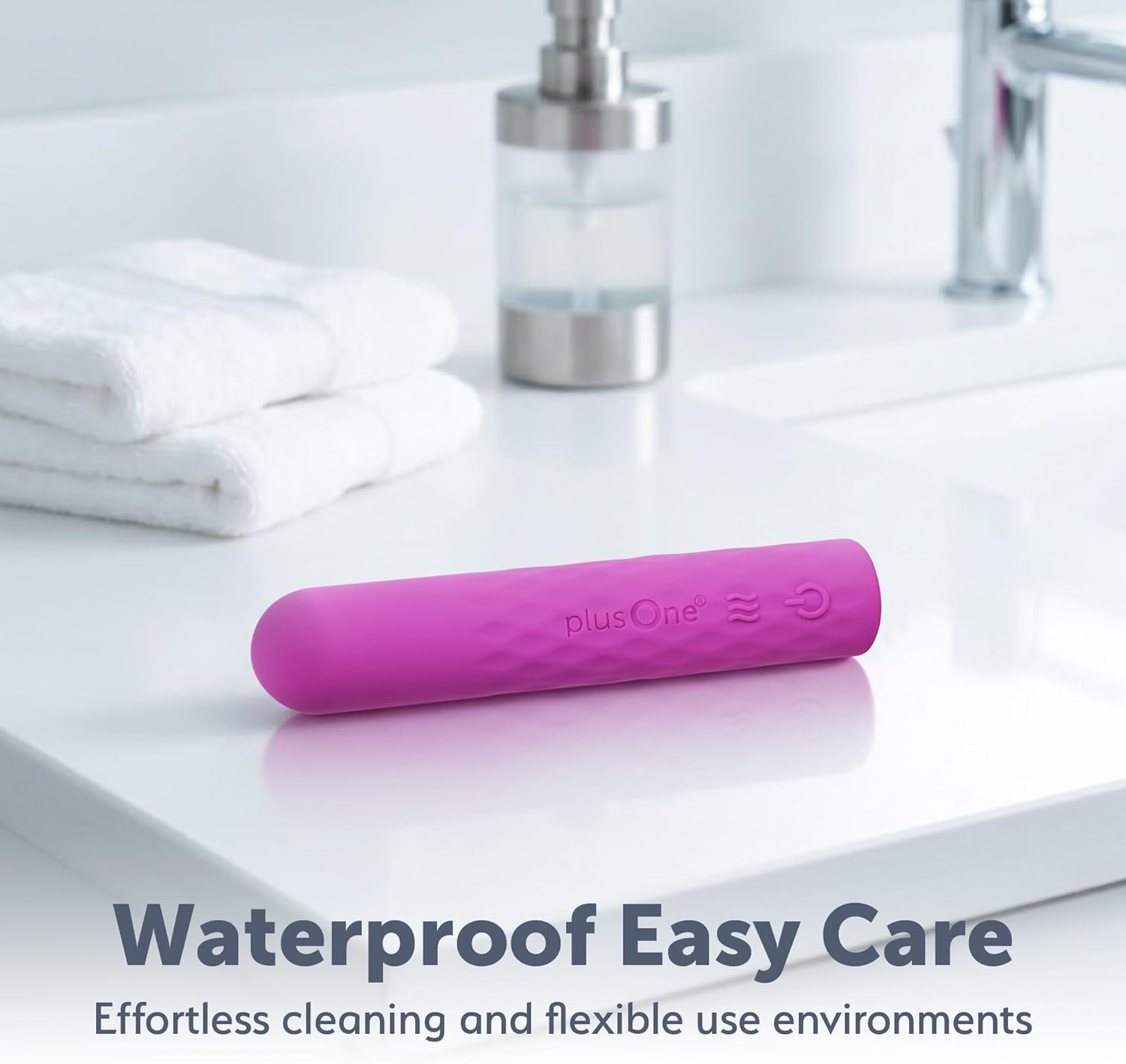 plusOne Super Bullet Massager, Waterproof, Silicone, USB Rechargeable, Personal Wellness Device with 10 Settings and Warming Feature
