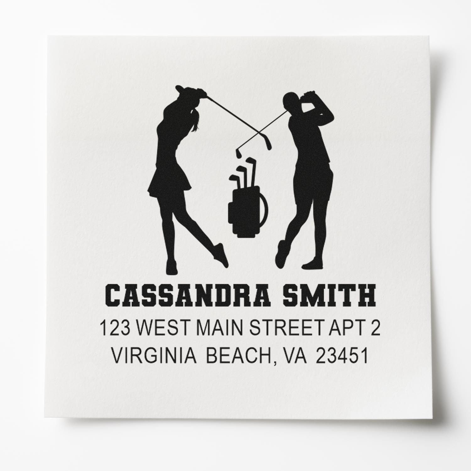 Professional Golf Swing Silhouettes Self Inking Rubber Stamp - Mail Stamp
