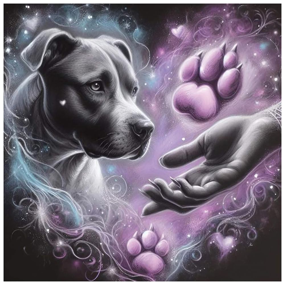 DIADAY Dog Diamond Painting Kits for Adults, 5D Animal Diamond Art Kits for Adult Beginners, Full Drill Round Gem DIY Crafts Diamond Art Home Wall Decor Gift 12 x 12 Inches/30x30cm
