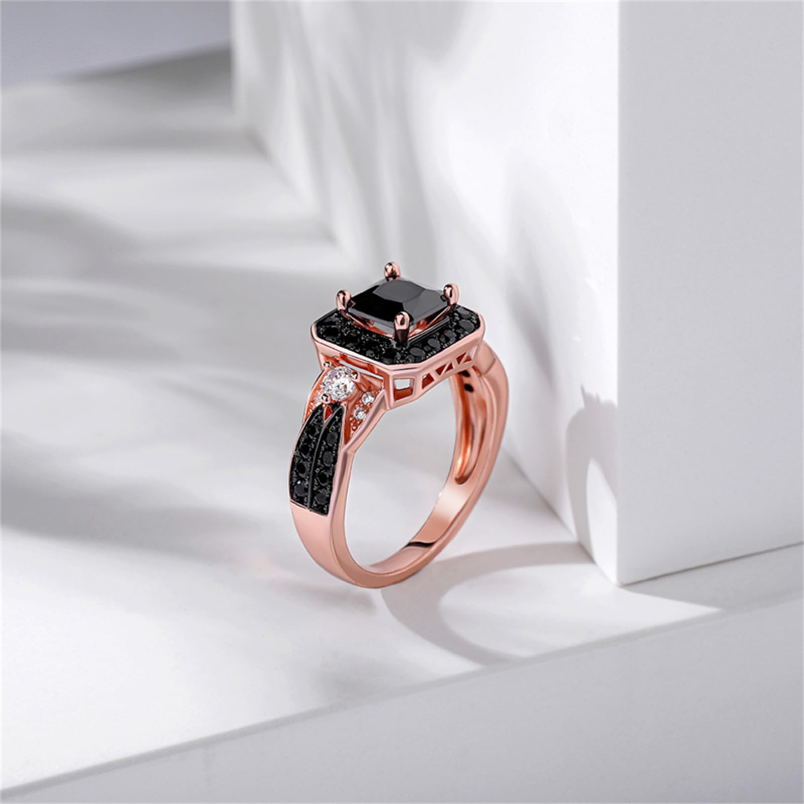 Jeulia Ring aus 925er Sterlingsilber Halo Prinzessin Schliff Valentinstag Versprechen Jubiläumsringe für Frauen und Mädchen mit Schmuckschatulle