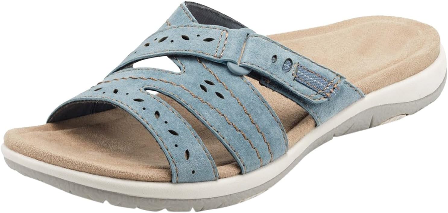 Orthopedic Sandals for Women Comfortable Slides Summer Walking Plantar Fasciitis Sandals with Arch Support Adjustable Hook and Loop Straps Outdoor slip-on shoes